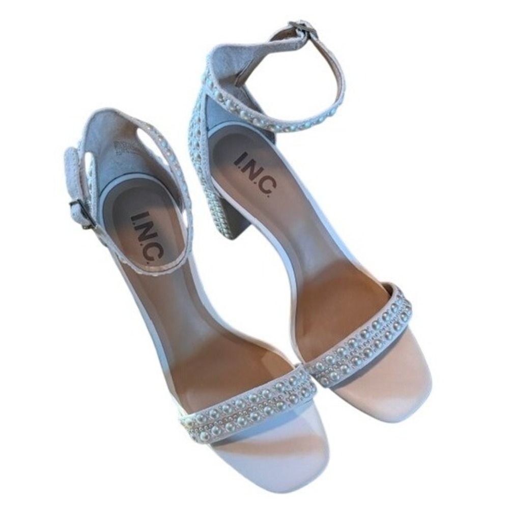 INC International Concepts Lexini‎ Pearl Block Heel Cream Womens 7.5M